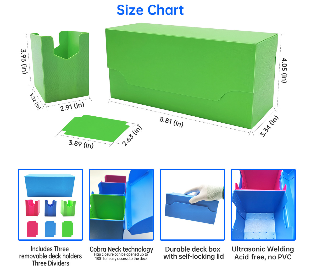 Grass Green Custom Deck Box 8.81in Customer'S Logo Cardboard Card Storage