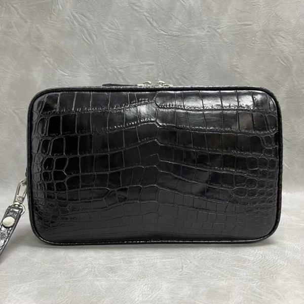 Authentic Real Crocodile Belly Skin Zipper Closure Male Clutch Purse Genuine Exotic Alligator Leather Men Wristlets Bag