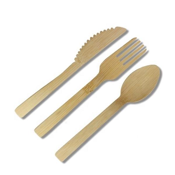 Compostable Disposable Cutlery Set Eco Friendly Bamboo Fork Spoon Knife for Everyday