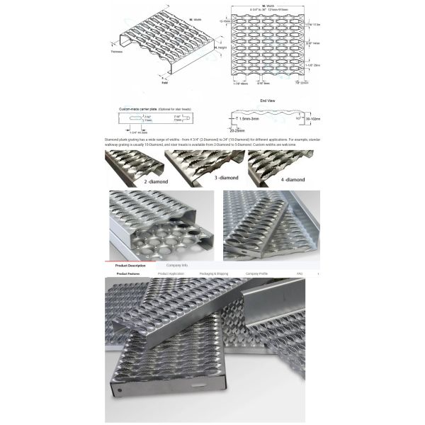Walkway Platform Anti-Slip Safety Plank Grating/Perforated Stainless Steel Stairs Grip Strut