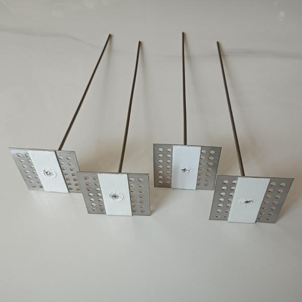 Galvanized Steel Self Adhesive Insulation Stick Pins With 38mm Speed Clips Perforated Insulation Hangers