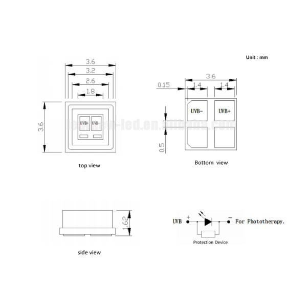 Значительно Uvc модули приведенные 290nm 306nm 315nm 310nm УЛЬТРАФИОЛЕТОВЫЕ, обломок приведенный SMD 3535 УЛЬТРАФИОЛЕТОВЫЙ