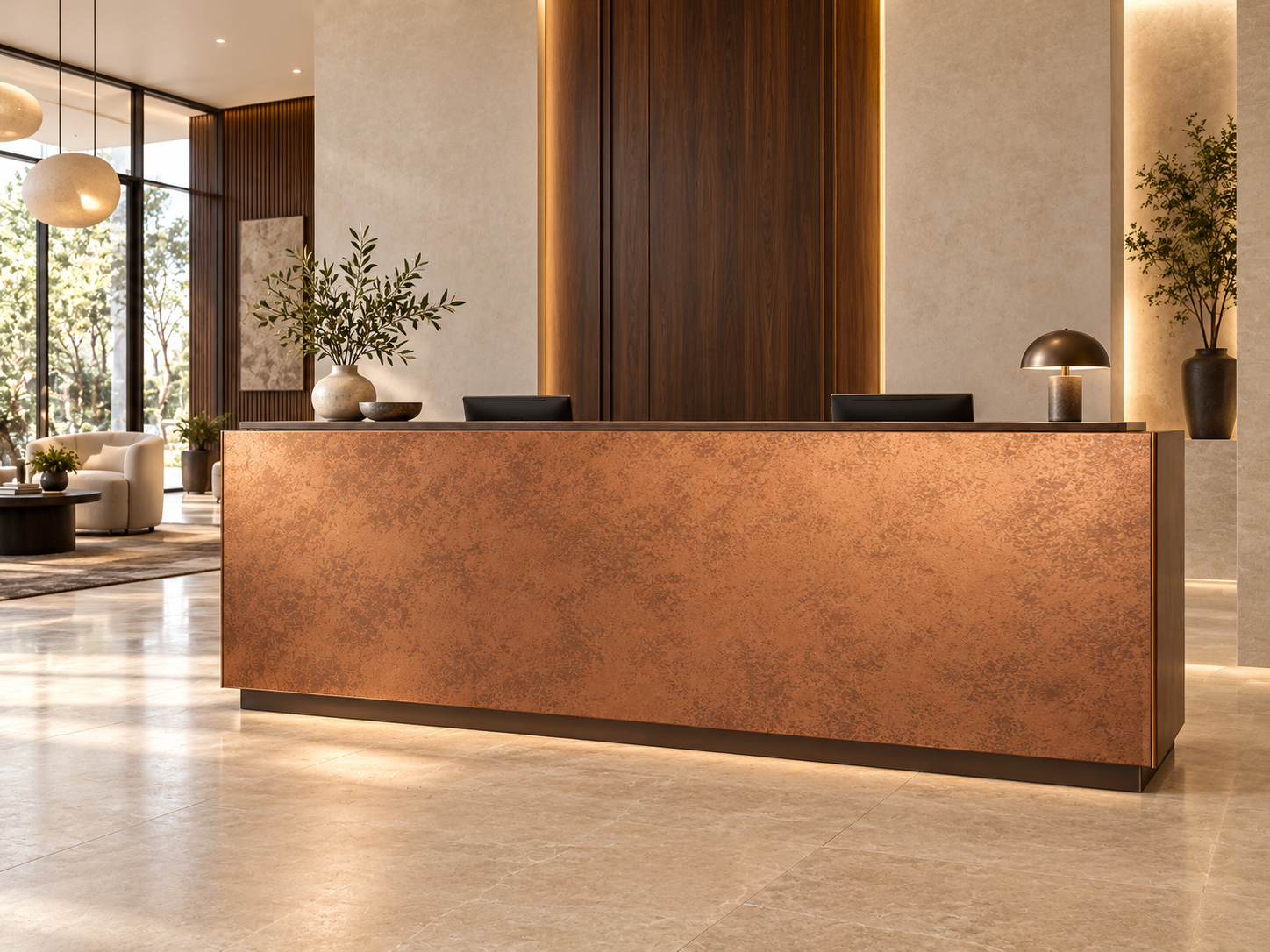 Antique Copper Finish Stainless Steel Sheet with Random Brushed Texture and Fingerprint Resistant Surface