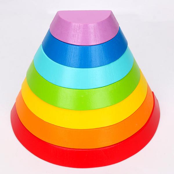 Blocs constitutifs en bois Toy Creative Educational d'arc-en-ciel de Brown 18cm