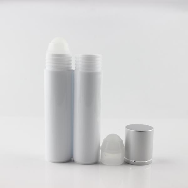 Hot sale cosmetic glossy white color 1oz plastic deodorant roll on bottle