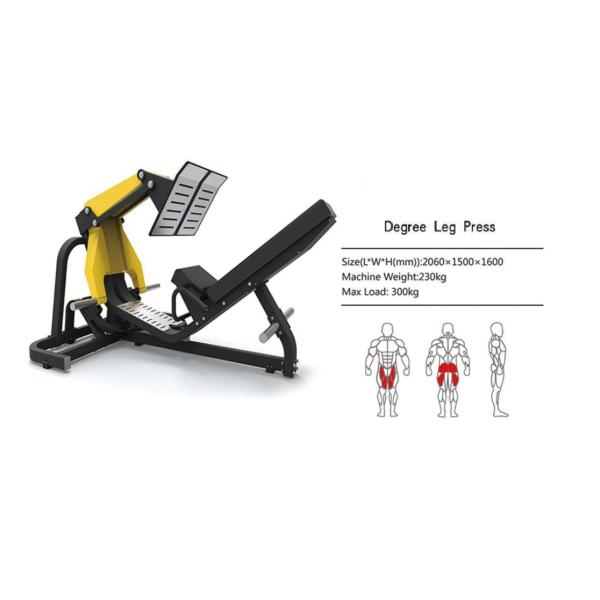 Anti Skidding Steel 45 Degree Leg Press Commercial Gym Equipment For Fitness