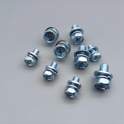 Grade 12.9 Hex Head Machine Bolt With Spring Flat Washers Zinc Plated