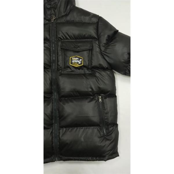 Cotton Quilted Jacket Mens Padded Waterproof Jacket Black High Shine Puffer