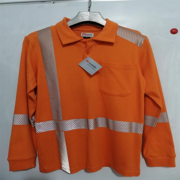 EN20471 Long Sleeve Orange Hi Vis Workwear Polo Hi Vis Workwear With Reflective Tape