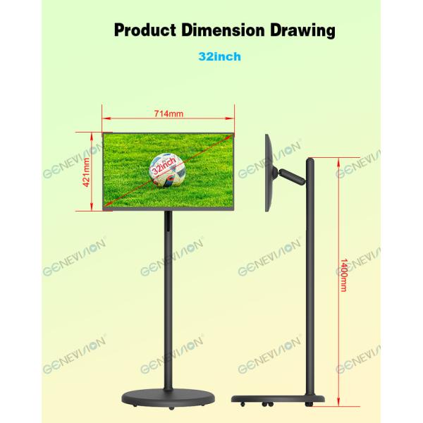 Movable Battery Powered Touch Screen Digital Signage 24 27 32 Smart Tv Monitor