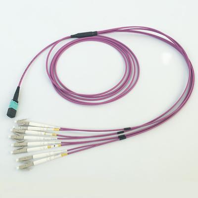 8 Core OM4 MPO Fanout Cable Multimode PC Polish Type For Jumper Connection