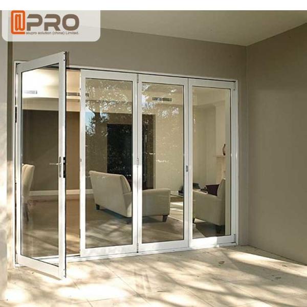 Aluminum Accordion Toughened Layer Tempered Double Glass Door With Argon Gas