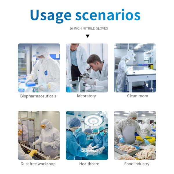 Guantes de nitrilo desechables sin látex sin polvo de grado médico e industrial azul / rosa tamaños XS-L aprobado por la FDA protección flexible y cómoda