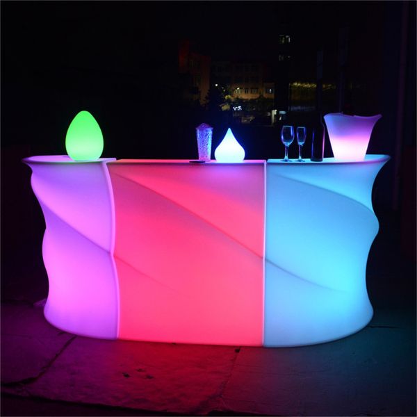 Modern Cheap Price Outdoor Coffee Shop Remote Control LED PE Table and Sofa Set for Cocktail bar