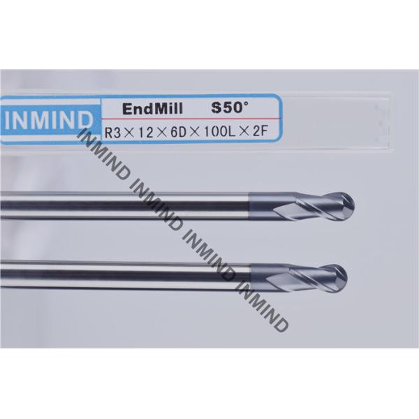 Extra Long Carbide Ball Nose End Mills With 12 mm Flute Length 6 mm Shank Dia