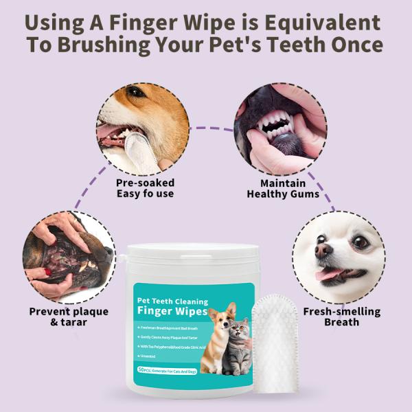 Clean Function Teeth Cleaning Wipes for Gentle Gum Care Disposable Dog Finger Toothbrush