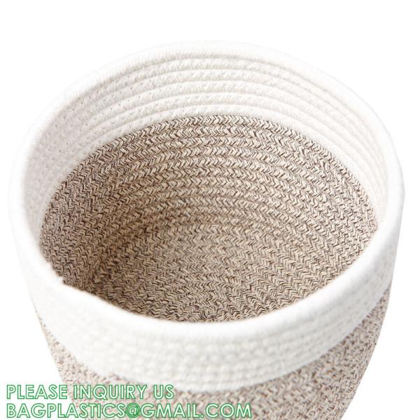 storage Basket Decorative Rope Basket Wooden Bead Decoration For Blankets,Toys,Clothes,Shoes,Plant Organizer Bin