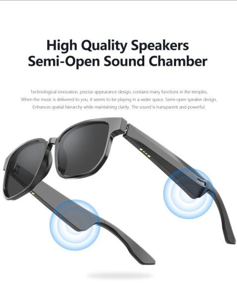 Bluetooth 5.1 Stereo Sound 90 mAh 4 à 6 heures Lunettes de soleil Bluetooth avec misic