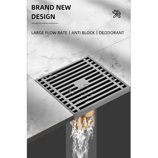 Gun Grey Bathroom Shower Accessories Floor Drain Full Brass Body Multi Layer Coated