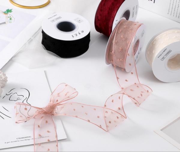 Flower shadow gauze belt, bubble cotton flower decoration material, bouquet tie, gift packaging, ribbon polka dot ribbon, flower shop use