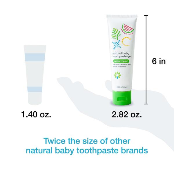 Natural Baby Fluoride Free Kids Toothpaste Gel Safe To Swallow 2.8 Oz Watermelon Flavor