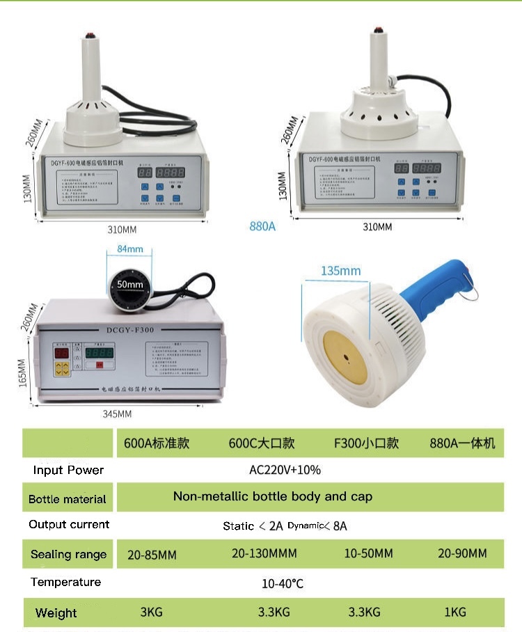 Mini Manual Electromagnetic Induction Sealing Machine with 100-500W Adjustable Power and Copper Coil for 20-130mm Applicable Caliber