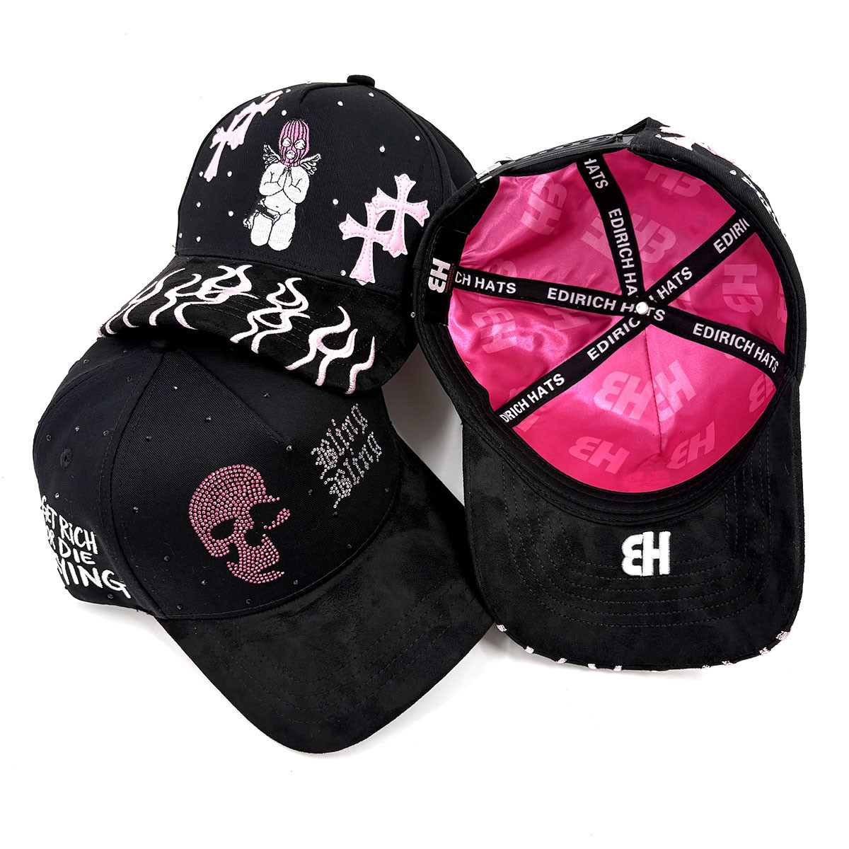 5 Panels Sports Baseball Caps Style Gorgeous Rhinestone Embellished Diamantes