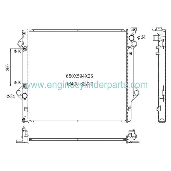 16400-62230 Diesel Generator Radiator For TOYOTA 3RZ-FE Prado 03