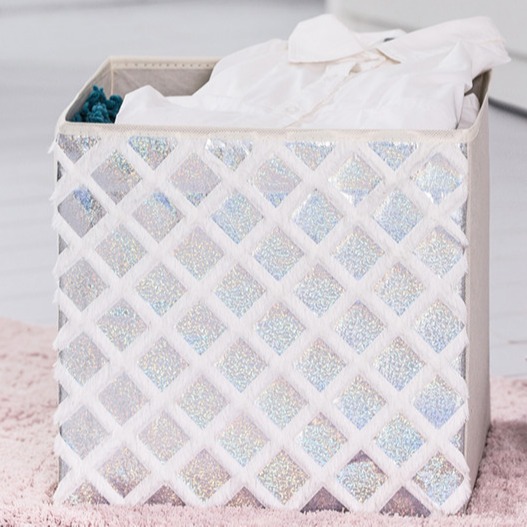 Организатор белой ткани уютный, складные кубы хранения