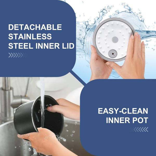 Cooker 3 Cups (Uncooked), 3D Heating and Fuzzy Logic, Healthy Nonstick Small Rice Cooker, PFAS-Free, Touch-Screen