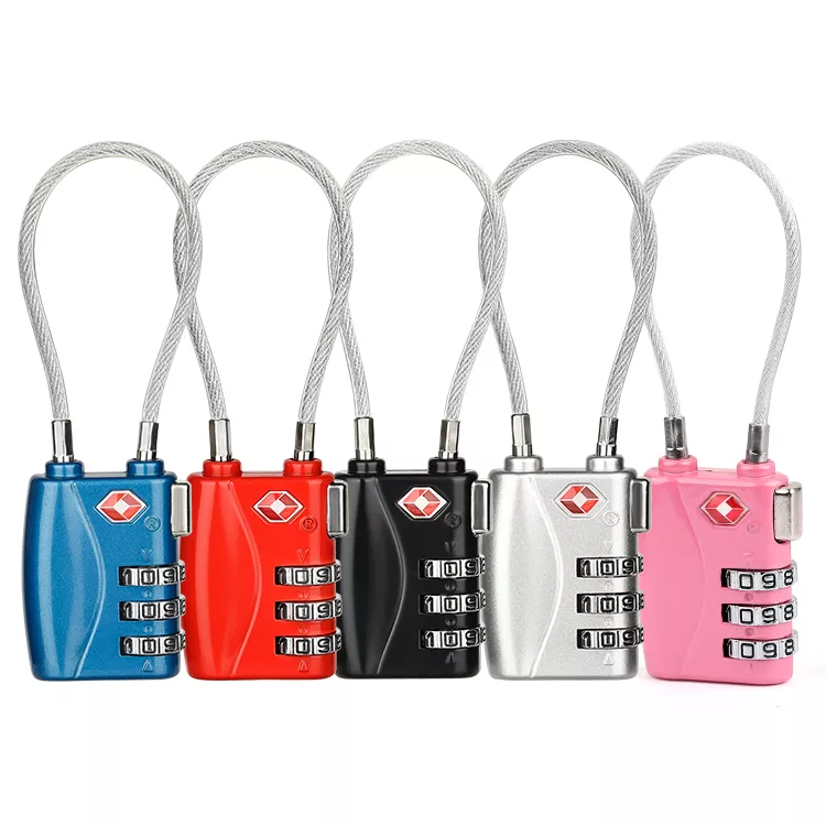 3 Digit Code TSA Lock Outdoor Industrial Safety Luggage Backpack Zipper Wire Rope Key Combination Padlock Zinc Plastic RARLUX