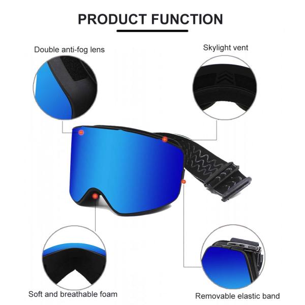 Customized White Frame Ski Goggle with Foam Face Padding and Polycarbonate Lens