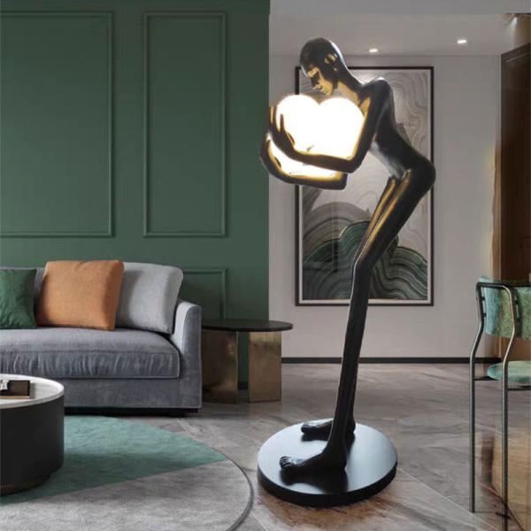 Postmodern Humanoid Floor Lamp Sculpture Holding Ball Model Art Designer Hotel Lobby Living Room Floor Lamp(WH-MFL-90)