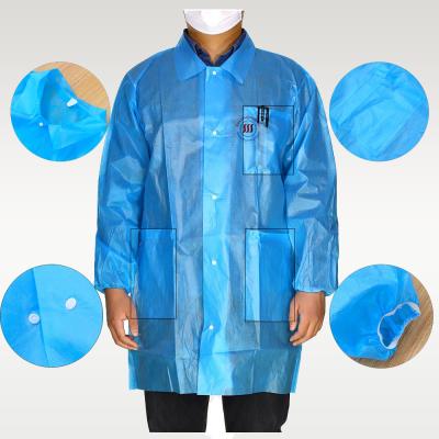 ODM bleu clair d'OEM de blouse de laboratoire non tissée d'utilisation d'une seule fois