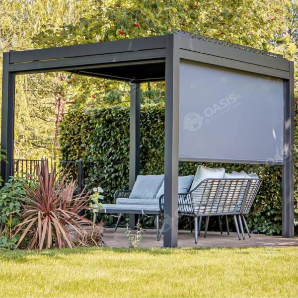 Motorized Aluminum Pergola For Mansions , Adjustable Louvered Aluminum Pergola