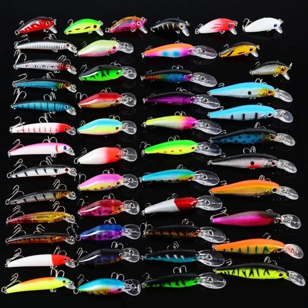 48pcs Fishing Lure Set Crankbait Artificial Hard Bass Bait  Fish Tackle Box