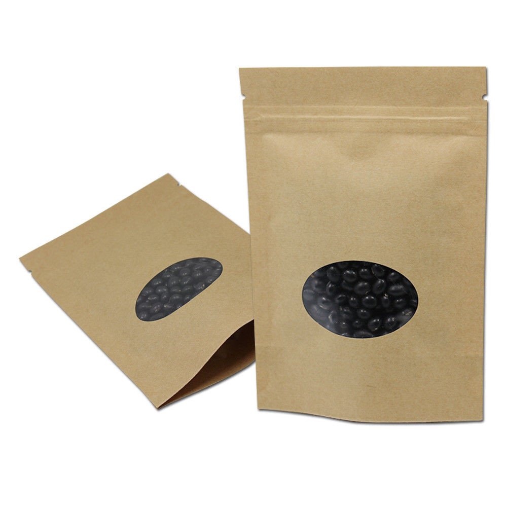 Biodegradable мешок Kraft бумажный стоит вверх мешки 28g 5kg с окном