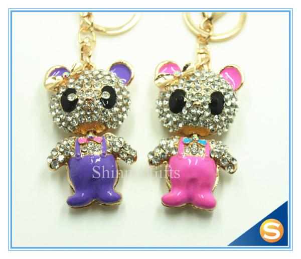 3D Teddy Bear Cute Cartoon Rhinestone Animal Shape Key Chain for Valentine's Day Gift