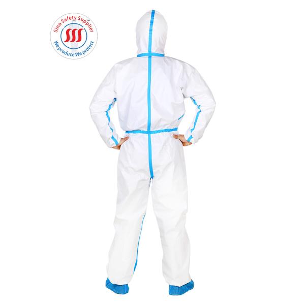 PPE Non Woven Hazmat Suit White Chemical Uniform Disposable Jumpsuit Medical