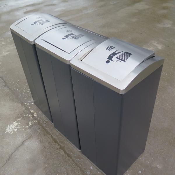 New! Playground Welcomed Metal Industrial Trash Bin Recycle Bin 3 Compartments Outdoor Furniture Garbage Compactor Bin