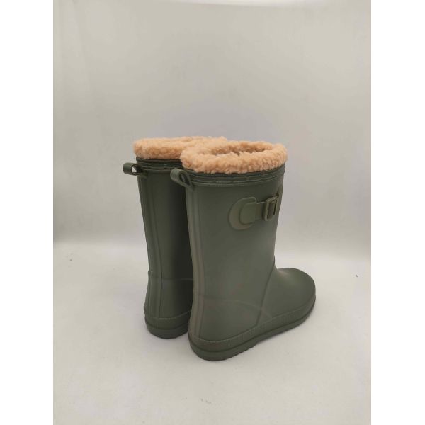 Bottes de pluie pour enfants à revêtement chaud en polyvinyle chlorure avec boucle latérale