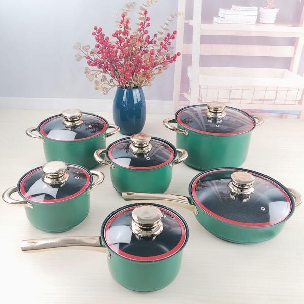 Hot Sale Color Cookware Non Stick Cookware Sets 12pcs Stainless Steel Cooking Pot