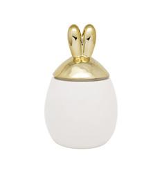 Latest Easter Rabbit Cookie Sugar Coffee Ceramic Storage Canister With 3D Golden Electroplated Lid