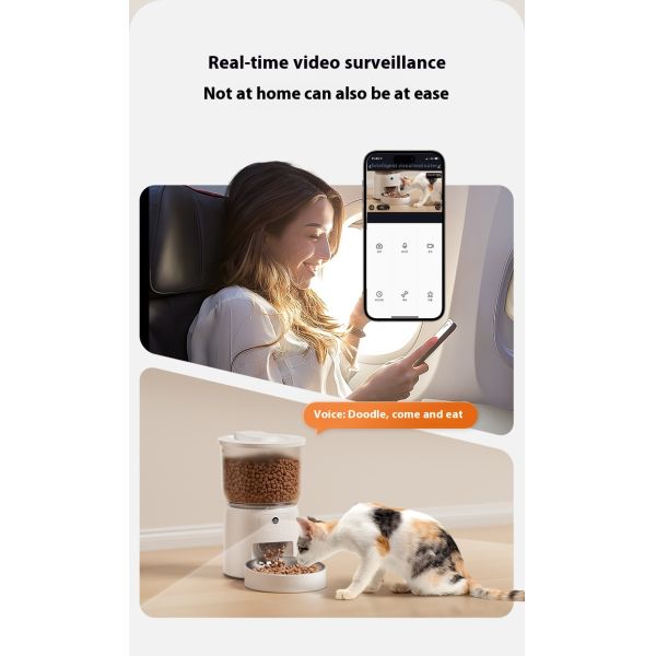 Tuya Smart 3L Automatic Dog Feeder Camera Eco-Friendly Outdoor Wifi Pet Bowl Solid Pattern Voice Control New Model Made Plastic