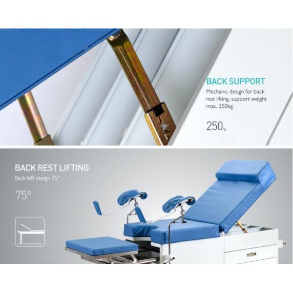 Powder Coated Steel Gynecological Portable Examination Couch Hospital Bed Table With Drawer