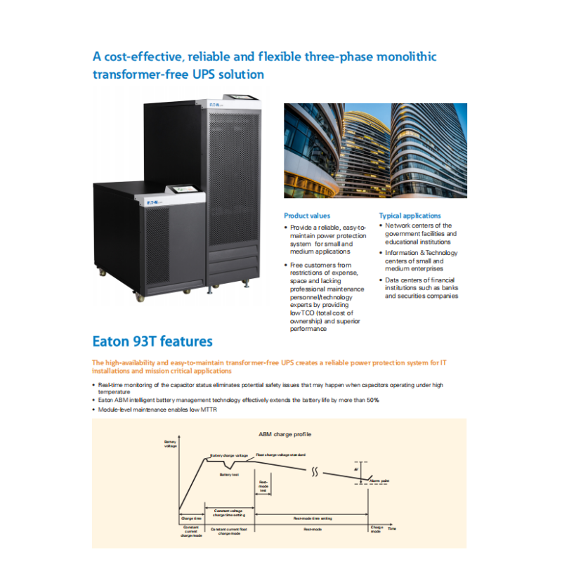 Eaton 93T 15KVA Double Conversion Online Tower UPS with Lithium-ion Compatibility