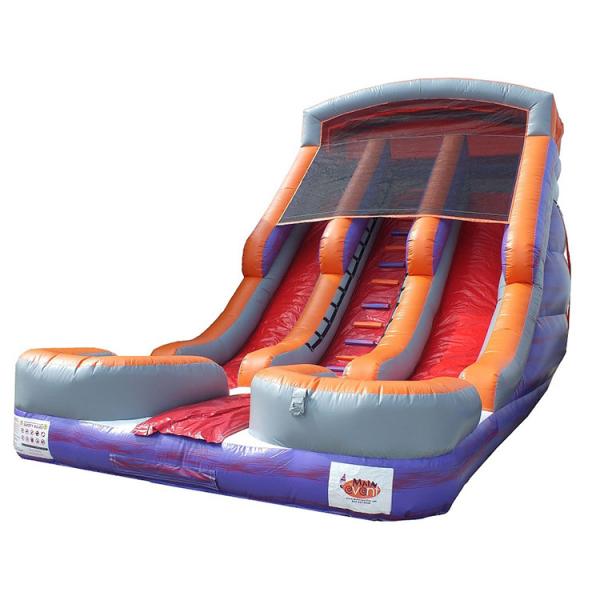 Inflatable Slip And Slide Into Pool Two Lane , Commercial Grade Blow Up Slide Rental