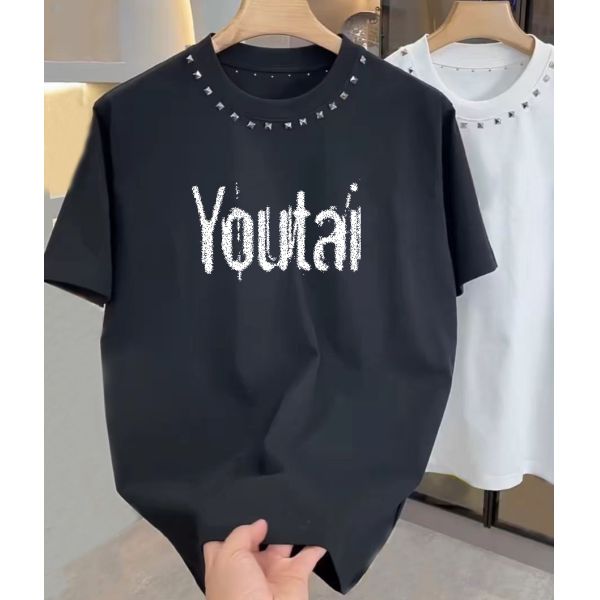 Manufacturer Wholesale Custom Summer Men'S T-Shirts Blank 100% Cotton Print Graffiti Rivet Design Tee Tshirt for Men