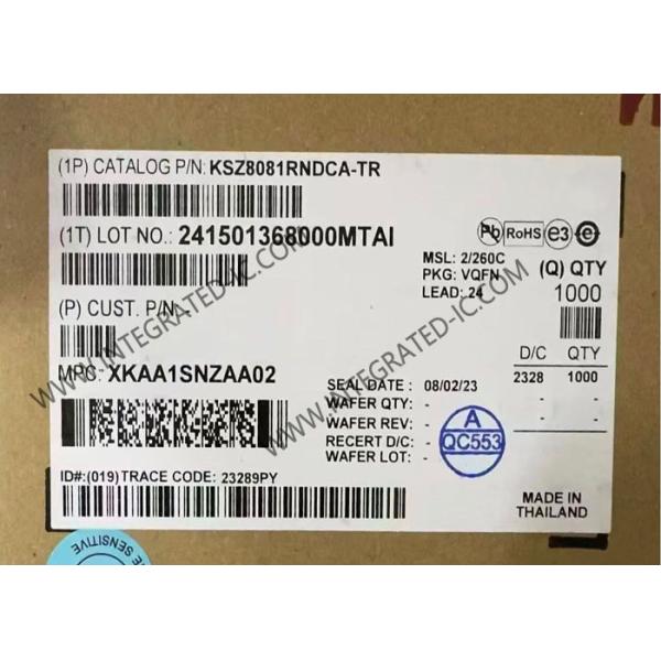 KSZ8081RNDCA Ethernet IC Single-Chip 10BASE-T/100BASE-TX IEEE 802.3 Compliant Ethernet Transceiver with 3.3V Power Supply