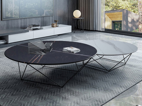 Таблица комнаты прожития мрамора журнального стола черного белого света роскошная мраморная бортовая